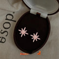 Rose Gold Copper Zircon Eight Point Star Stud Earrings Minimalist Snowflake Design for Women