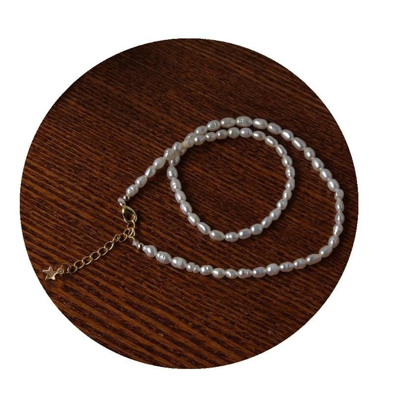 Handmade 14K Gold Plated Freshwater Pearl Geometric Minimalist Korean Japanese Necklace
