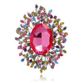 Luxury Blue Crystal Sunburst Brooch With Multicolor Rhinestones, Elegant Lapel Pin Corsage Gift