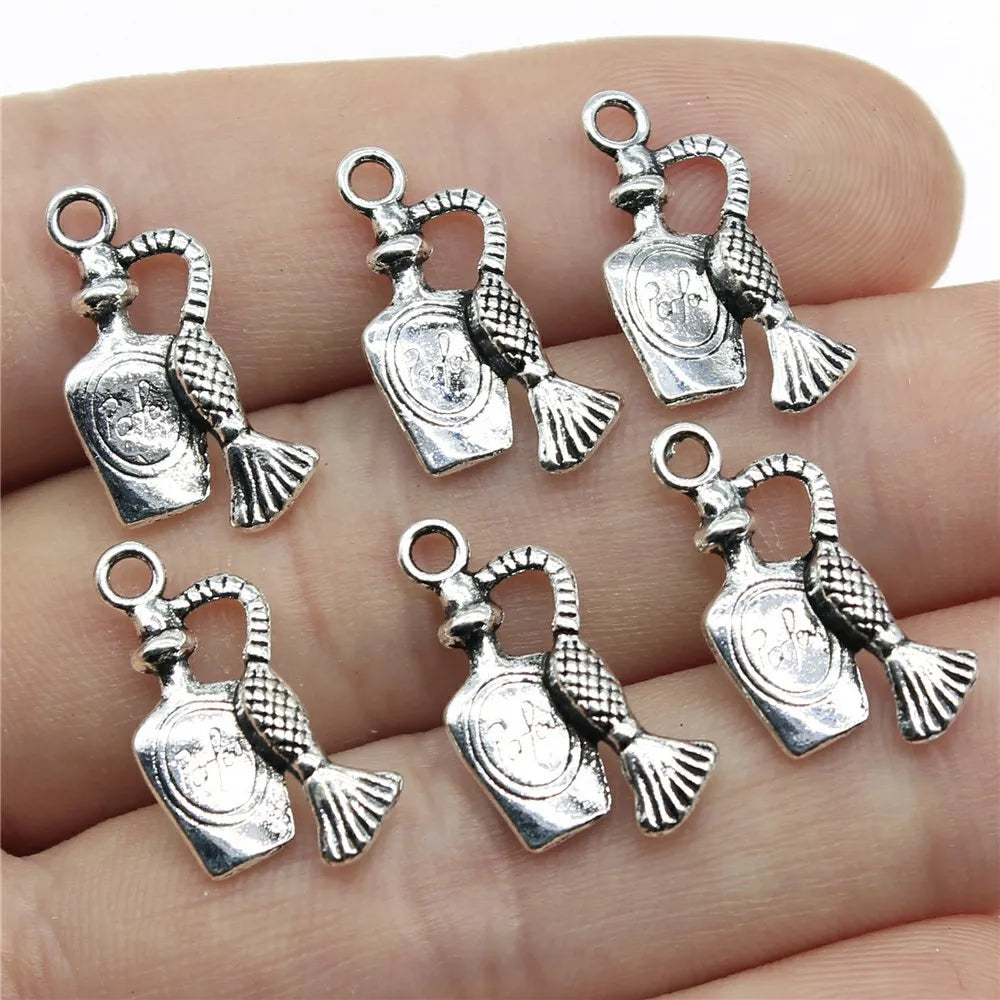 20x10mm 0.8g Antique Silver Zinc Alloy Perfume Bottle Charm Pendant for DIY Necklace Bracelet Making