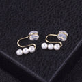Elegant Triple Pearl Spiral Alloy Ear Cuff Stud & Clip On No Piercing Korean Minimalist Earrings