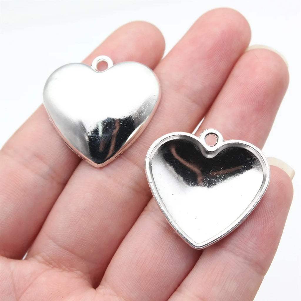 28x27mm 3.8g Antique Silver Zinc Alloy Smooth Heart Charm Pendant for DIY Necklace Jewelry Making