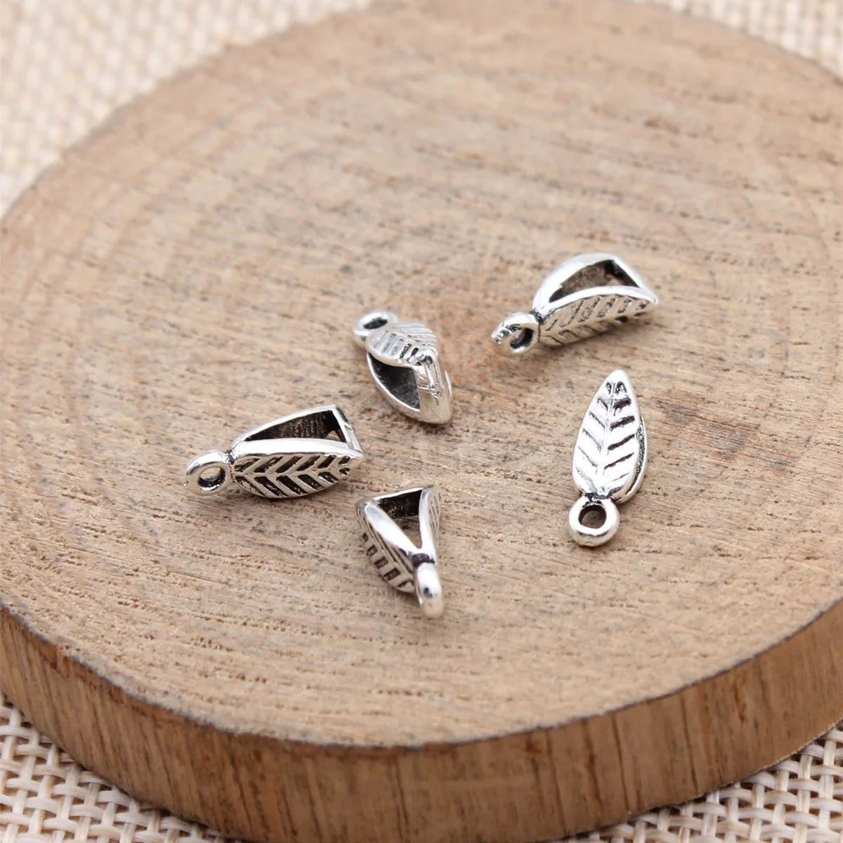 10x5x4.2mm 0.35g Multicolor Zinc Alloy Leaf Three-Hole Bail Pendant for DIY Necklace Bracelet Making