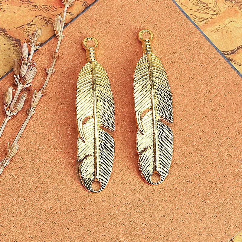 Zinc Alloy Wing Feather Charm Pendant for DIY Necklace Bracelet Jewelry Making