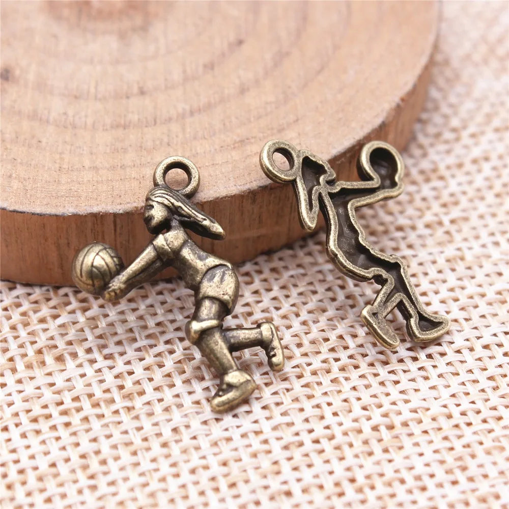 23x14mm 1.12g Multicolor Zinc Alloy Volleyball Charm Pendant for DIY Sports Theme Jewelry Making