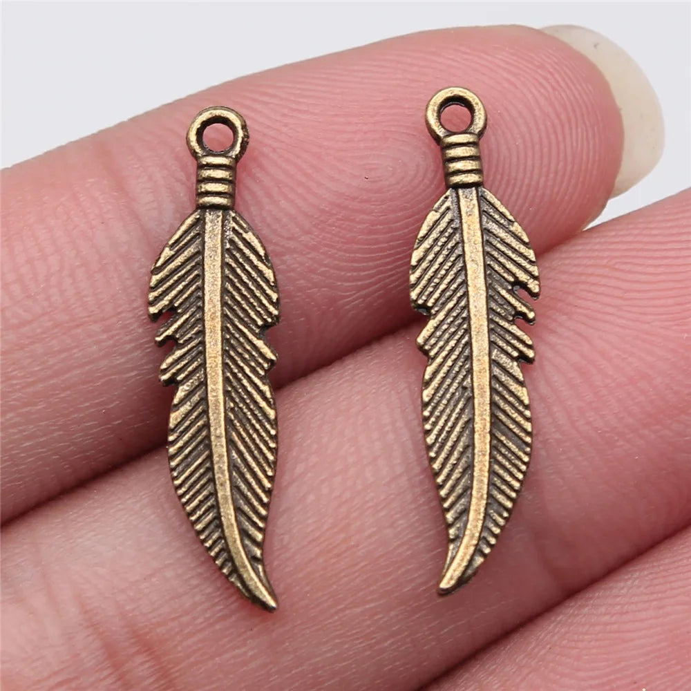 25x6mm 0.7g Multicolor Zinc Alloy Feather Charm Pendant for DIY Earring Bracelet Making