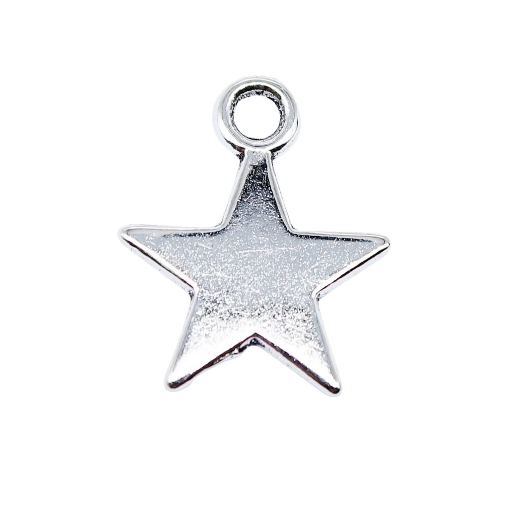15x13mm 0.6g Antique Silver Zinc Alloy Five-Point Star Charm Pendant for DIY Necklace Bracelet Making