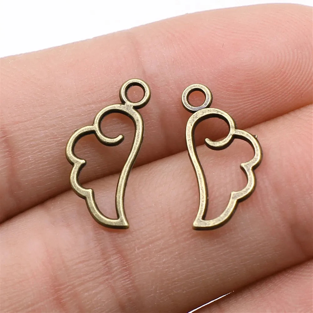 18x9mm 0.4g Multicolor zinc alloy Angel Wing charm pendant for necklace bracelet DIY making