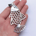 84x44mm 14g Antique Silver Zinc Alloy Hollow Fish Charm Pendant for DIY Necklace Jewelry Making