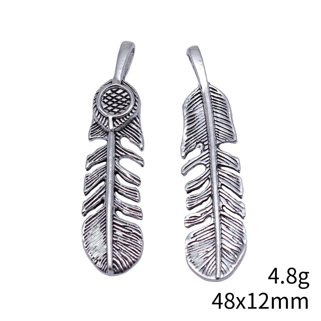 48x12mm 4.8g Multicolor Zinc Alloy Feather Charm Pendant for DIY Necklace Bracelet Jewelry Making