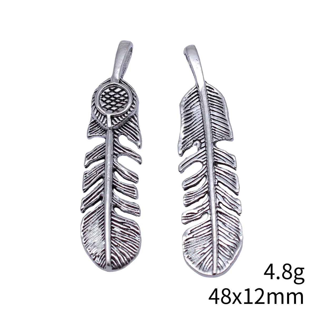 48x12mm 4.8g Multicolor Zinc Alloy Feather Charm Pendant for DIY Necklace Bracelet Jewelry Making