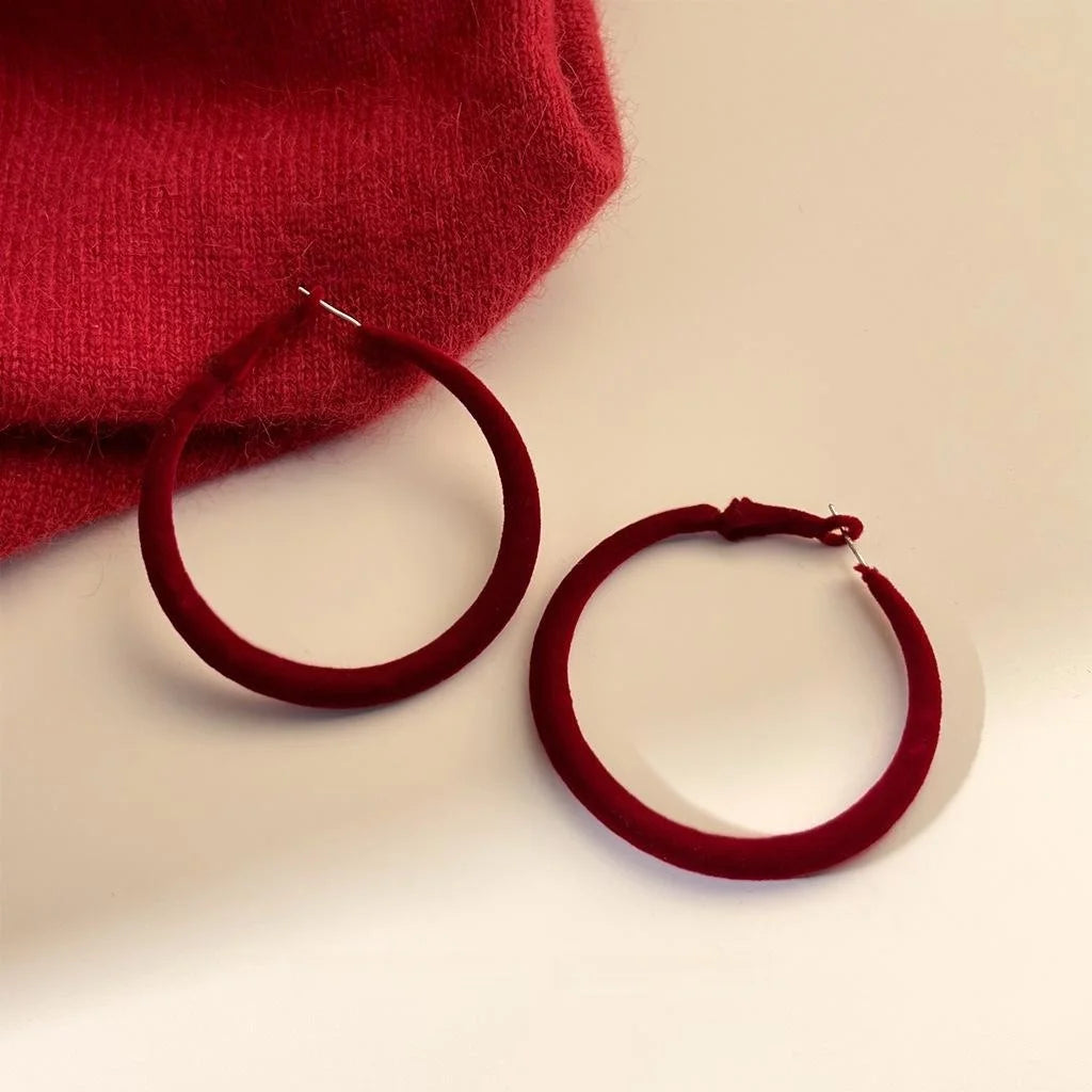 Vintage Flocked Round Geometric Hoop Earrings, Copper For Women