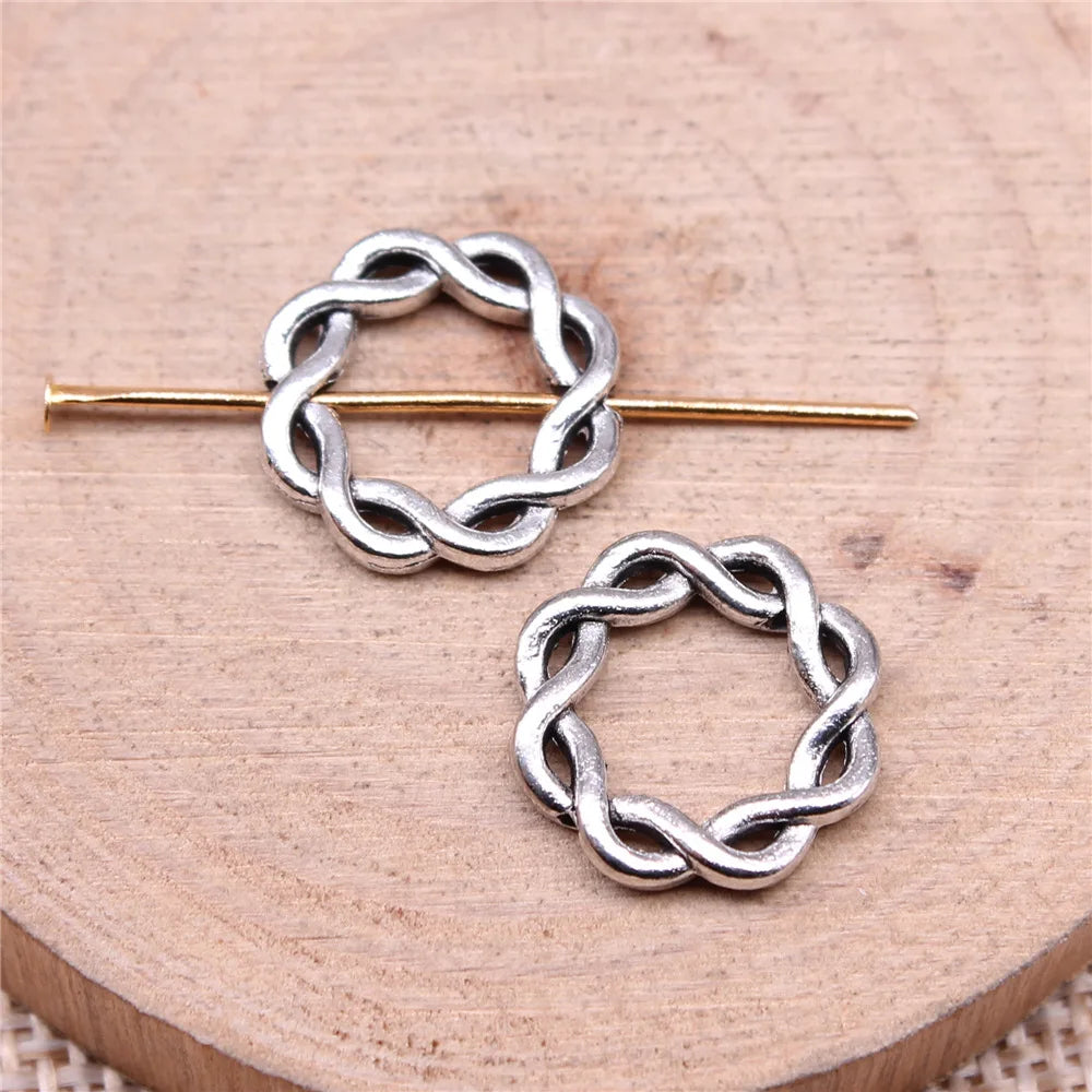 14x14mm 1.1g Multicolor Zinc Alloy Twisted Ring Charm Pendant for DIY Bracelet Necklace Making