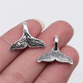 20x17mm 1.3g Antique Silver Zinc Alloy Whale Tail Charm Pendant for DIY Ocean Theme Jewelry Making
