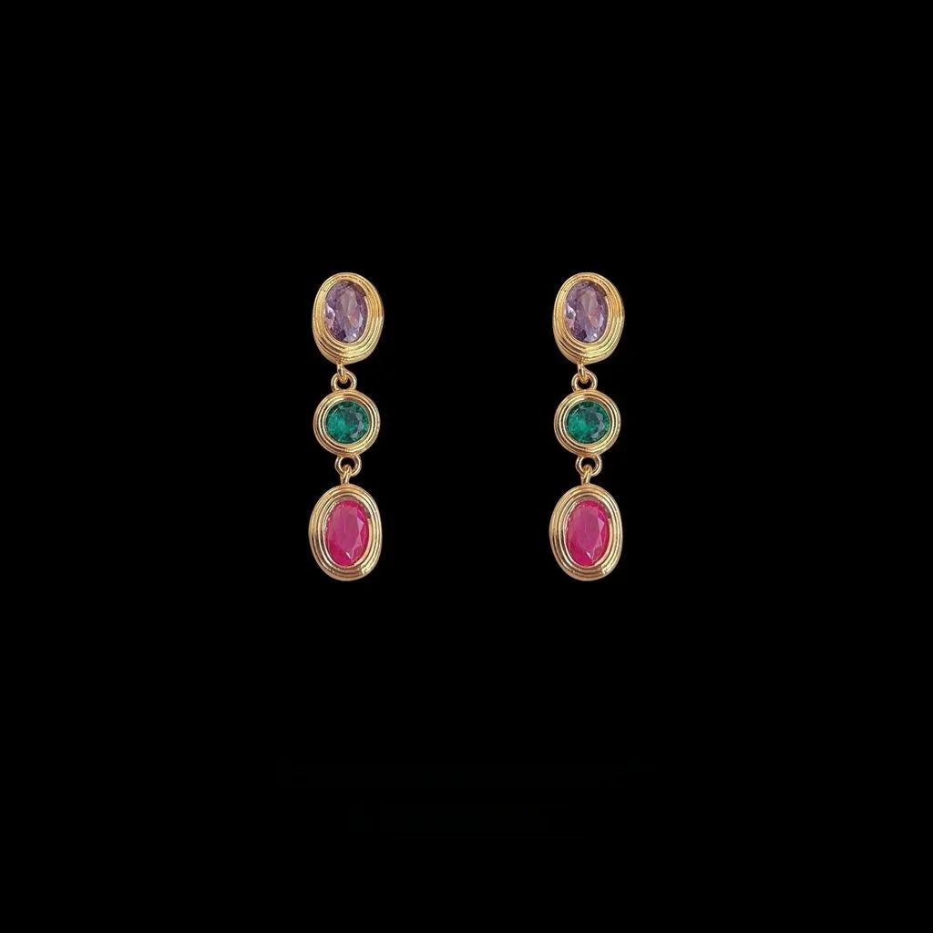 Sweet Luxury Geometric Tassel Drop Earrings Micro Pave Zircon Copper Alloy