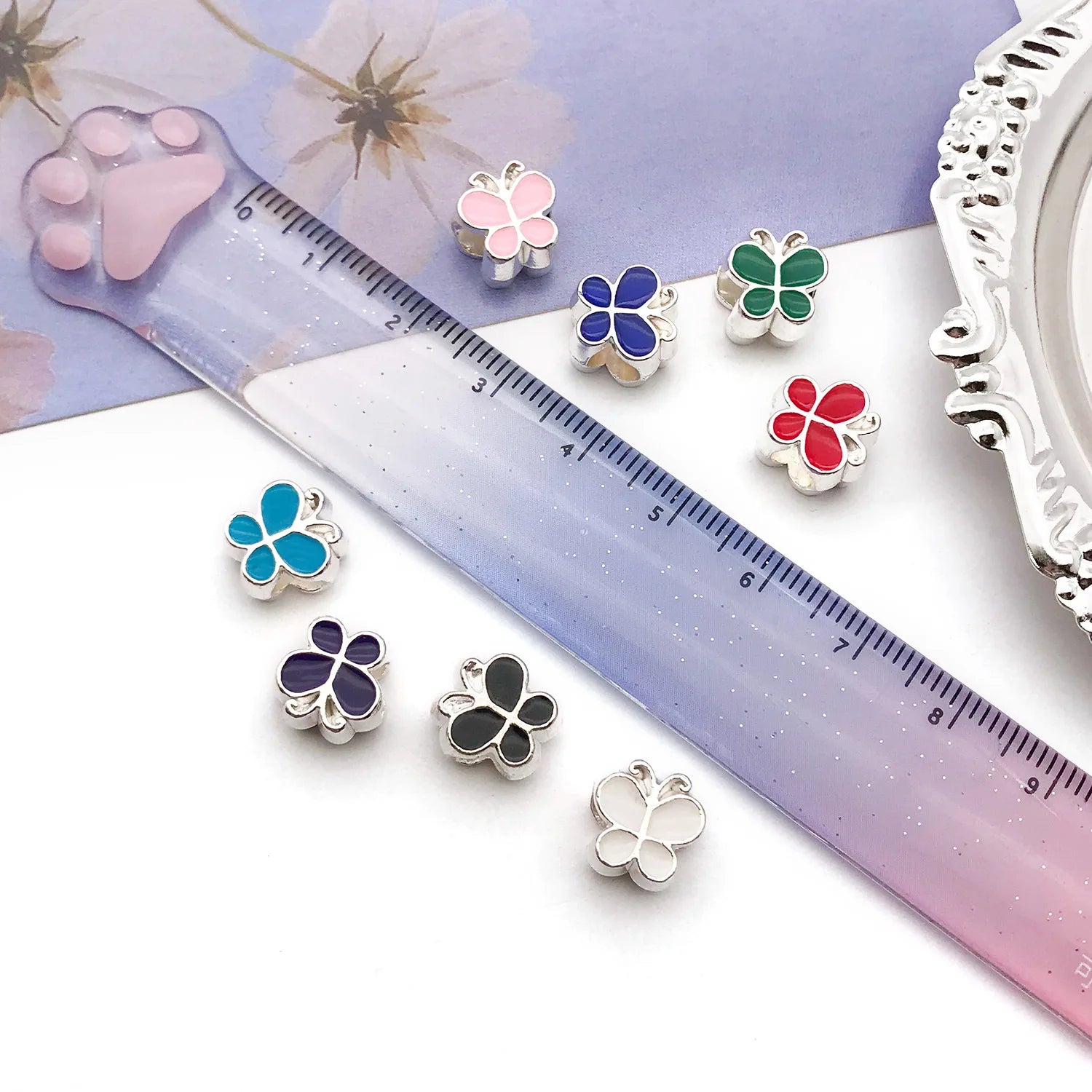 Enamel Zinc Alloy Butterfly Large Hole Loose Metal Beads for DIY Beaded Bracelet Jewelry