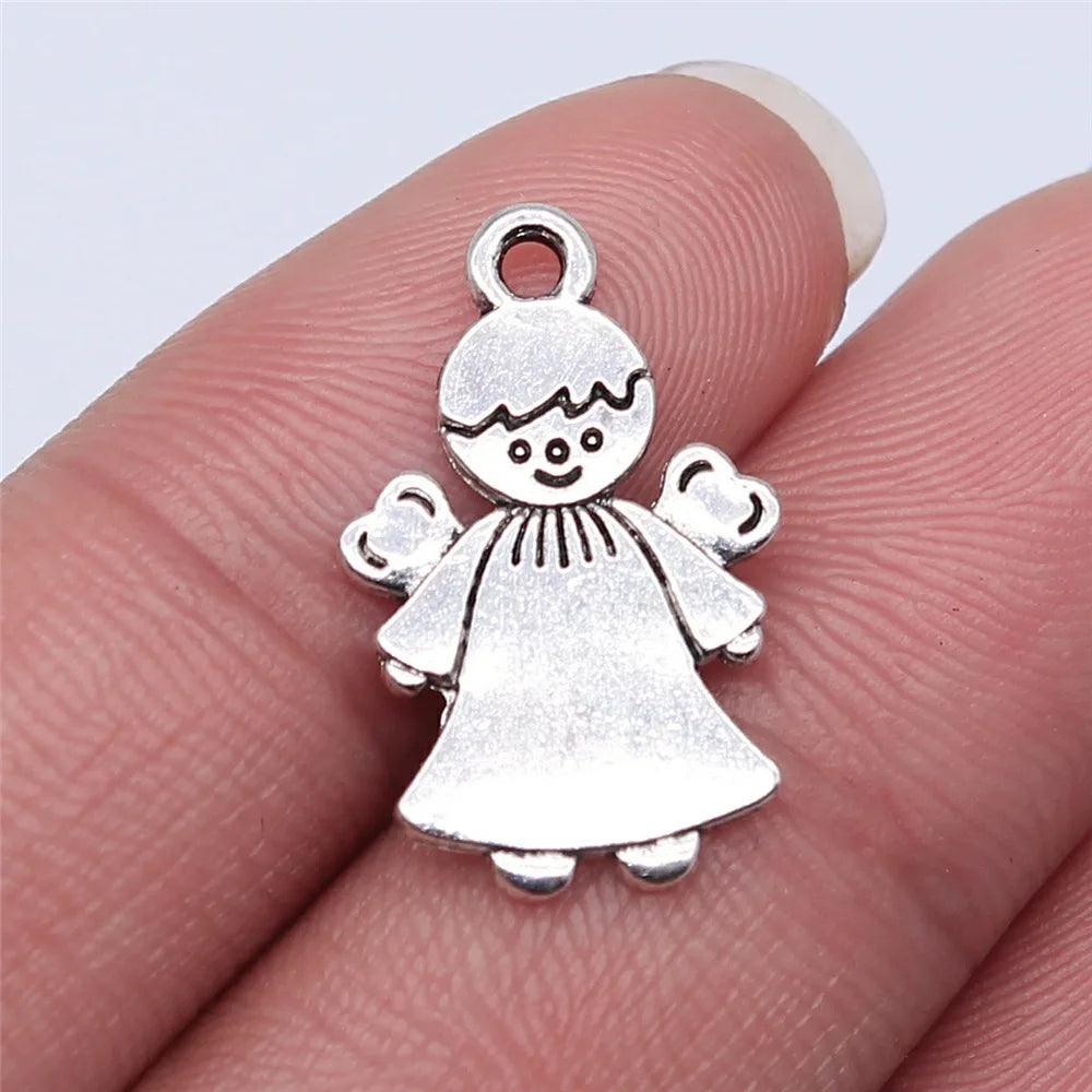 22x14mm 1.7g Antique Silver Zinc Alloy Angel Figure Charm Pendant for DIY Necklace Bracelet Making