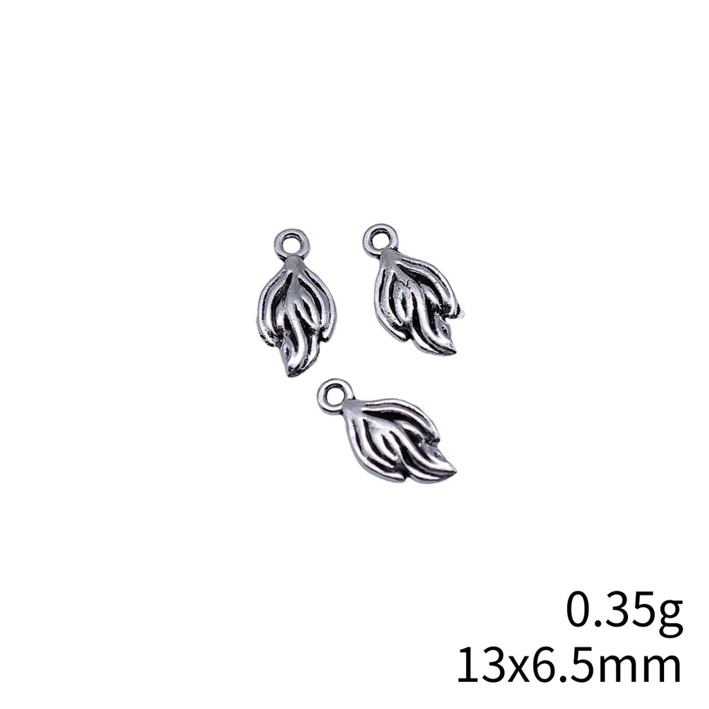 13x6.5mm 0.35g Antique Silver Zinc Alloy Leaf Charm Pendant for Garment Accessory DIY Jewelry Making
