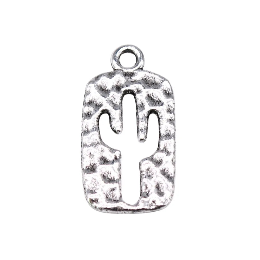 24x12mm 1.24g Multicolor Zinc Alloy Cactus Charm Pendant for Bracelet Necklace DIY Jewelry Making