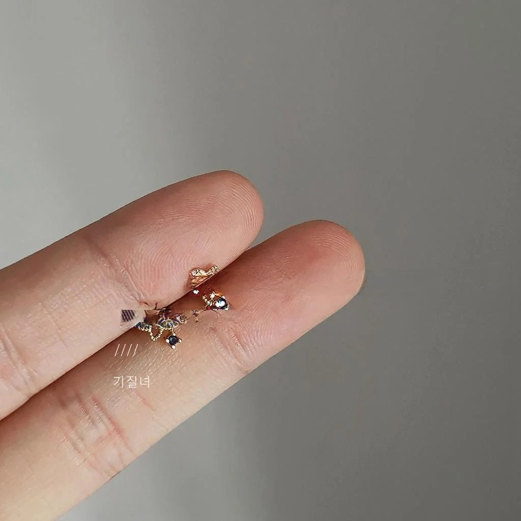 Mini 14K Gold Plated Copper Flower Stud Earrings Simple Hollow Sweet Style