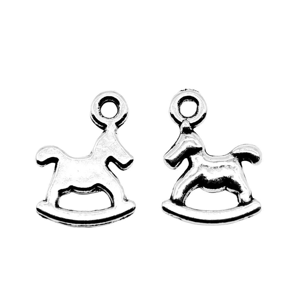 13x10mm 0.5g Antique Silver Zinc Alloy Rocking Horse Charm Pendant for DIY Bracelet Jewelry Making