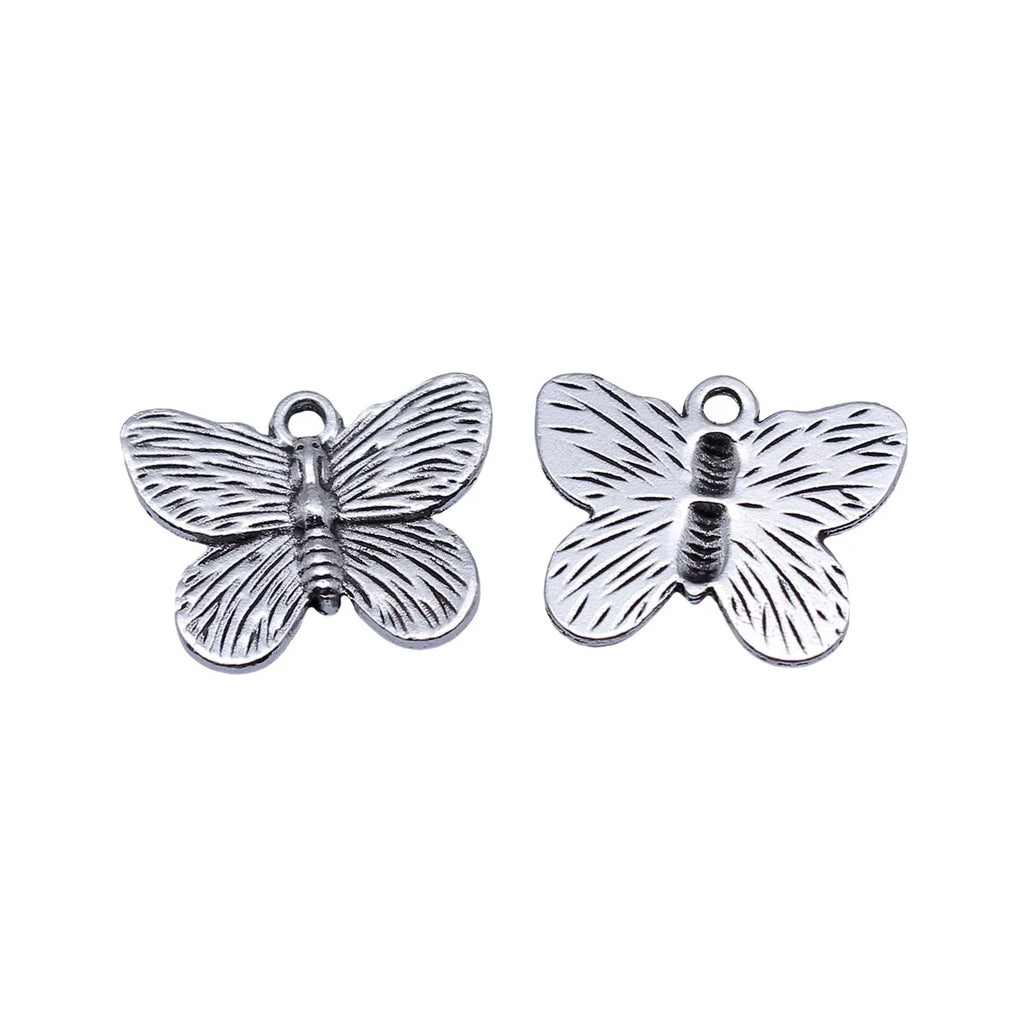 19x15mm 1.25g Antique Silver Zinc Alloy Butterfly Charm Pendant for DIY Necklace Bracelet Jewelry Making