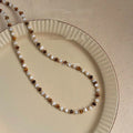 New Chinese Style Copper Tiger Eye Stone Shell Tassel Geometric Choker Necklace