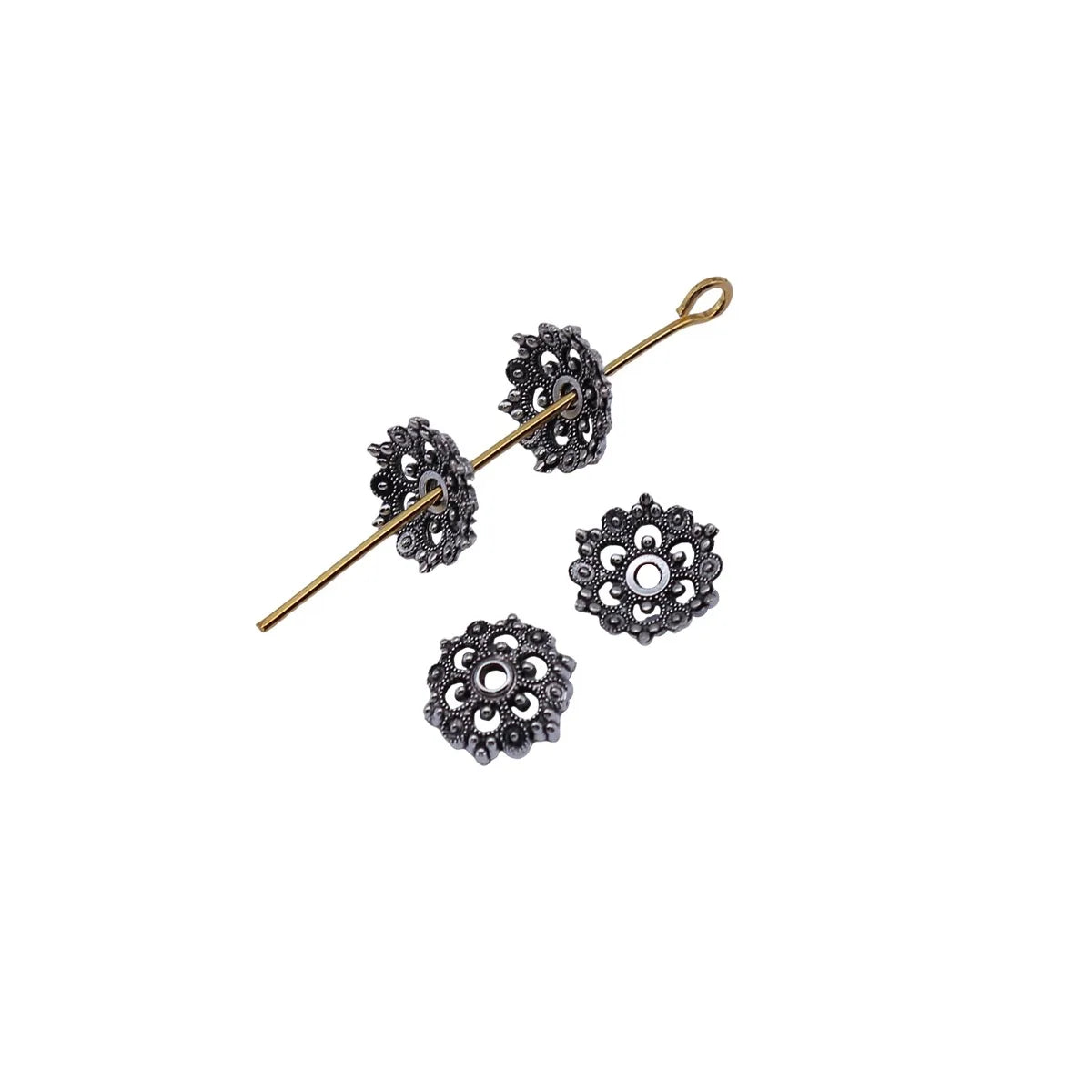 9.7x9.7x2.5mm 0.25g Antique Silver Zinc Alloy Flower Bead Caps for DIY Jewelry and Garment Accessories