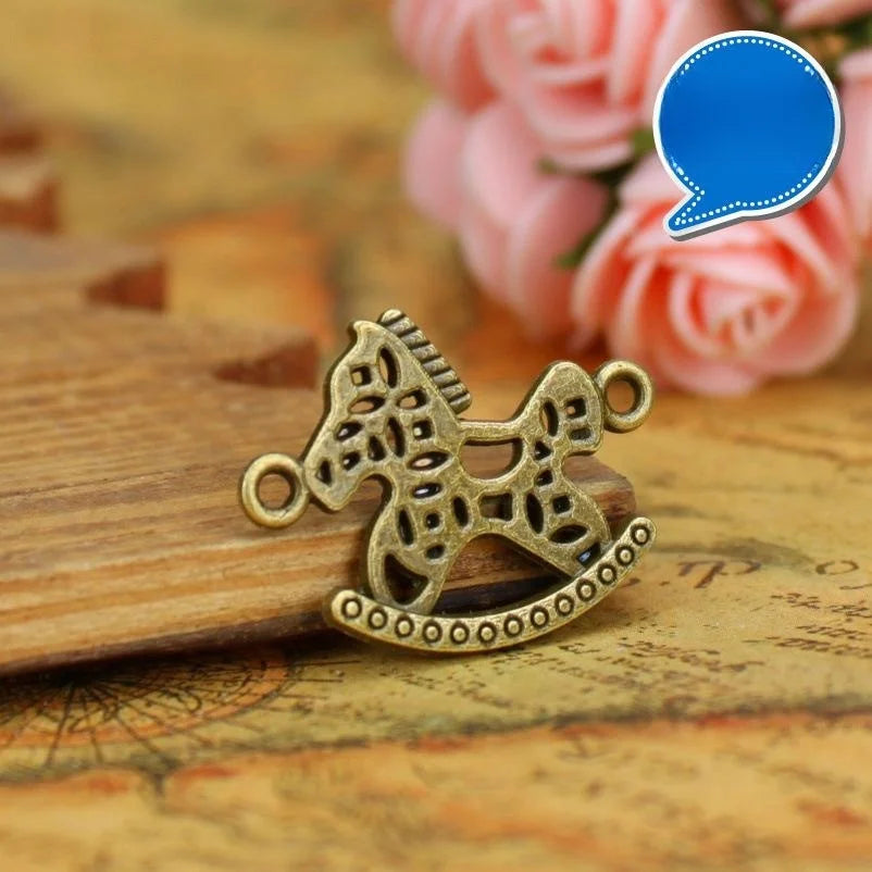 28x22MM Antique Silver Zinc Alloy Horse Hollow Double Sided Charm Pendant for DIY Necklace Bracelet Jewelry Making
