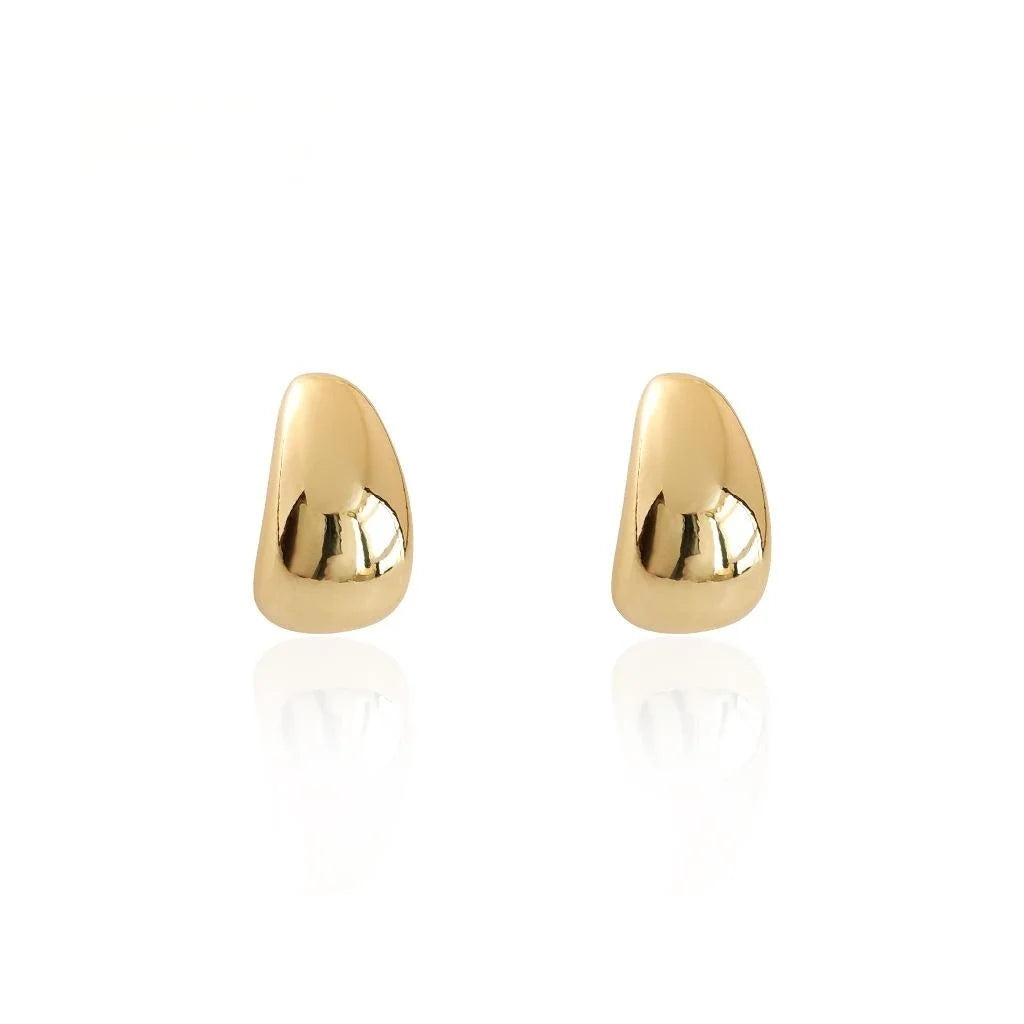 18K Gold Plated Copper Oval Geometric Drop Earrings Light Luxury Minimalist Earrings