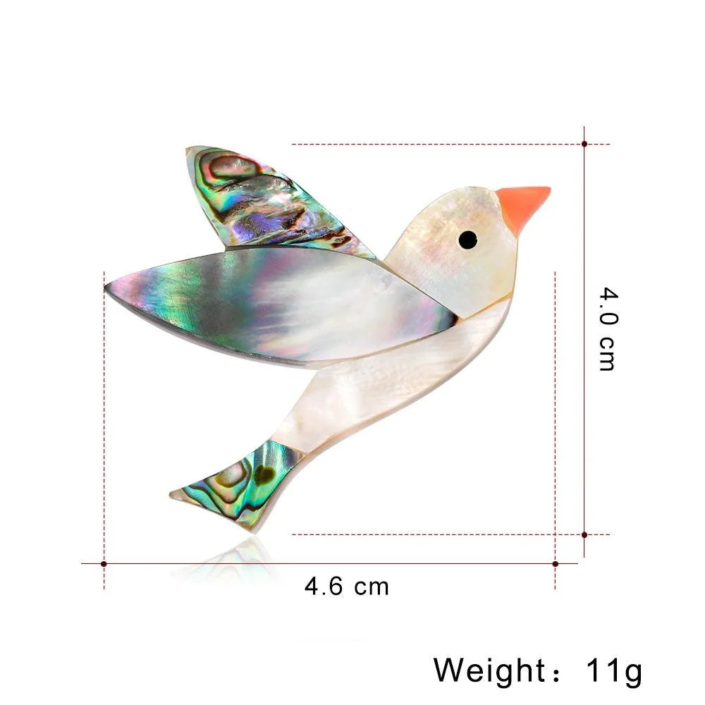 Elegant Abalone Shell Mother Of Pearl Bird Brooch, Cute Animal Lapel Pin Corsage Suit Accessory Gift