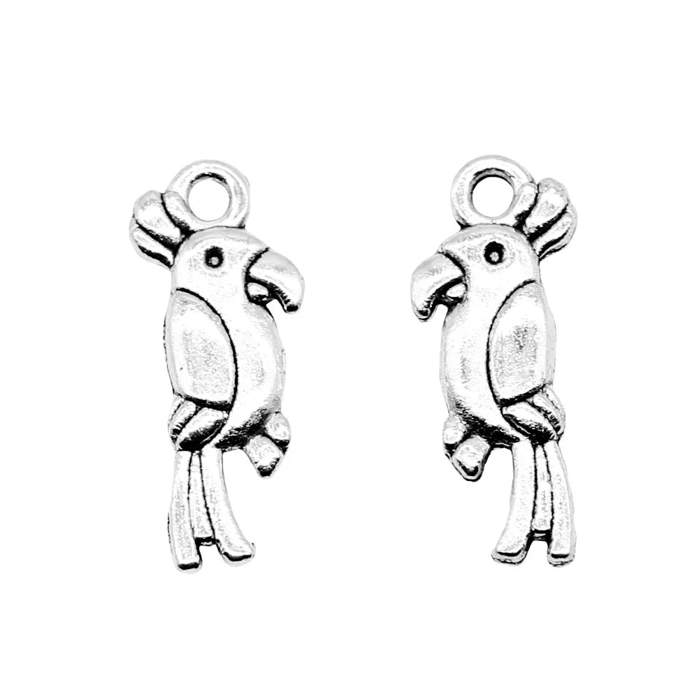 20mm 0.7g Multicolor Zinc Alloy Parrot Bird Charm Pendant for DIY Necklace Bracelet Jewelry Making