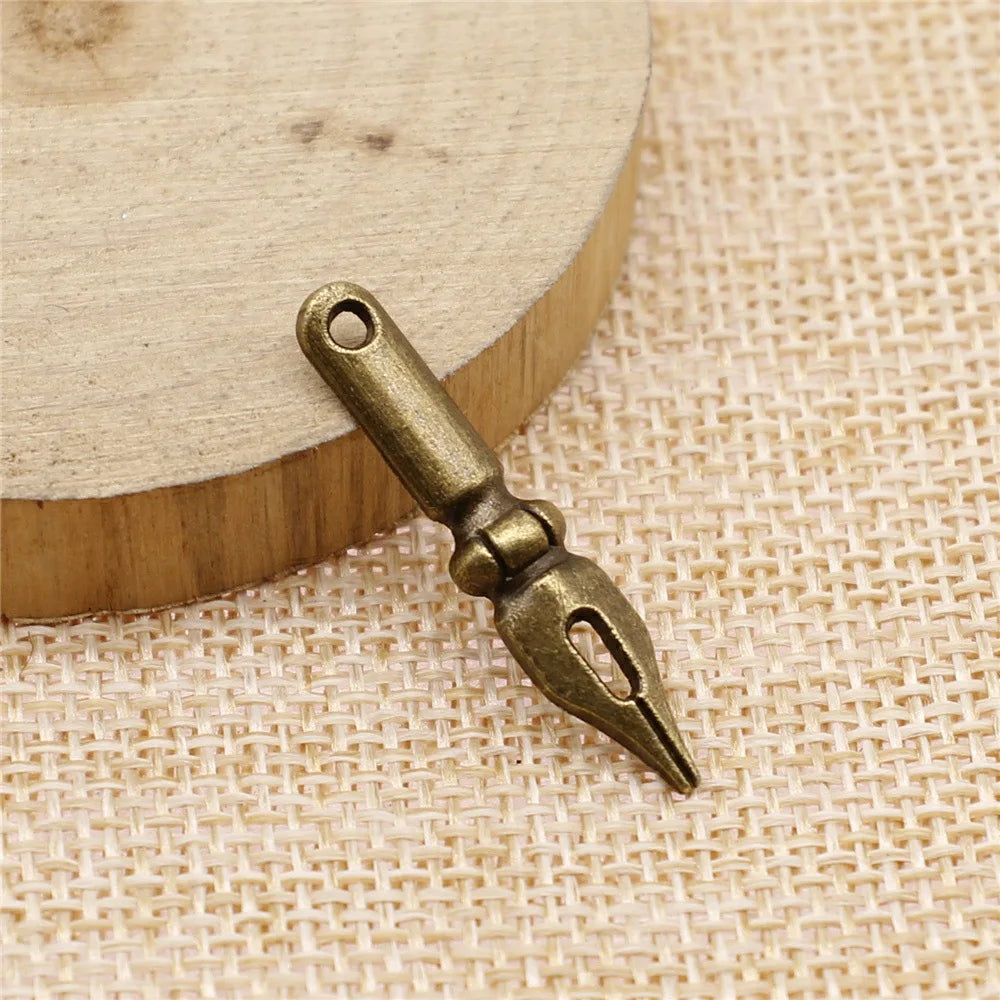 32x7mm 1g Multicolor Zinc Alloy Pen Charm Pendant for Stationery Theme DIY Jewelry Making