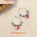 Blue Ocean Glass Glaze Cat Eye Stone Round Geometric Sweet Vacation Drop Earrings