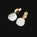 Vintage Two Tone Alloy Seashell Dangle Stud & Clip On No Piercing Elegant Metal Shell Earrings