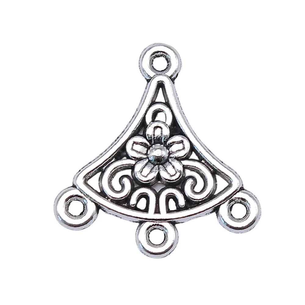 20x19mm 0.9g Multicolor Zinc Alloy Flower Fan Shape Connector Charms for DIY Earring Making