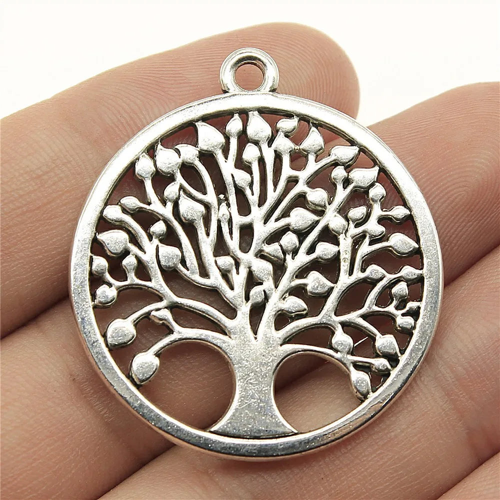 38x34mm 7.8g Zinc Alloy Round Tree of Life Charm Pendant for DIY Necklace Bracelet Jewelry Making