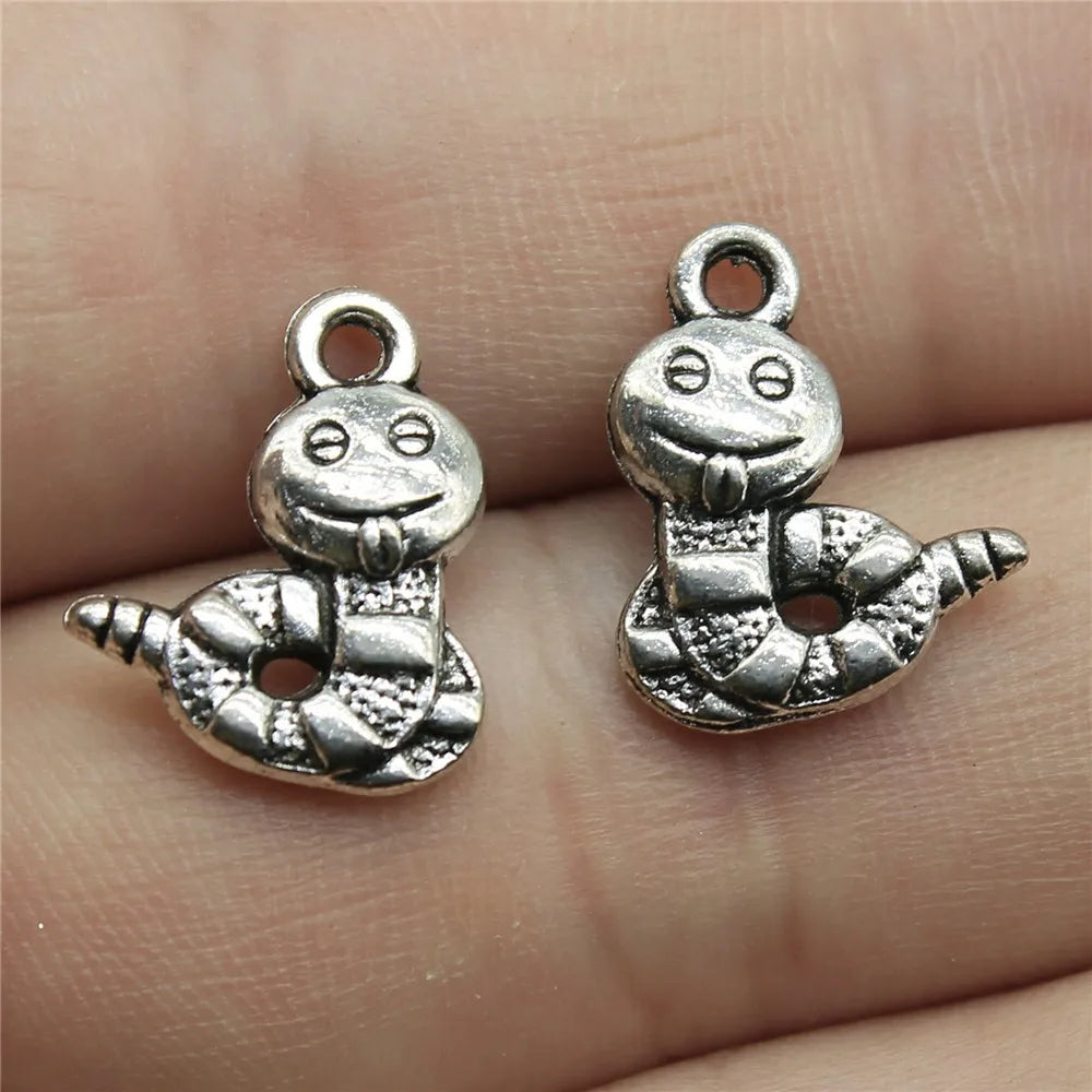 16x12mm 1.1g Multicolor Zinc Alloy Snake Charm Pendant for DIY Necklace Bracelet Making