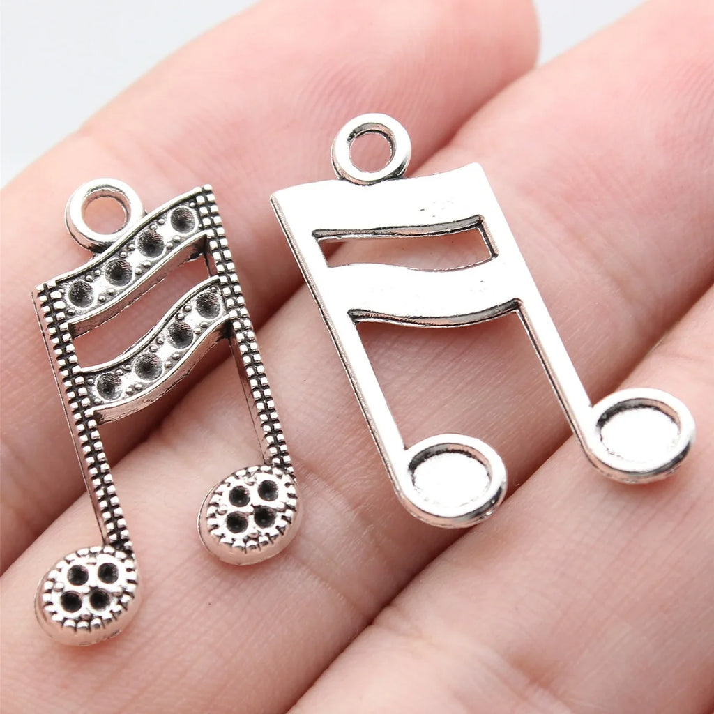 26x16mm 2.1g Antique Silver Zinc Alloy Music Note Charm Pendant for DIY Necklace Bracelet Making