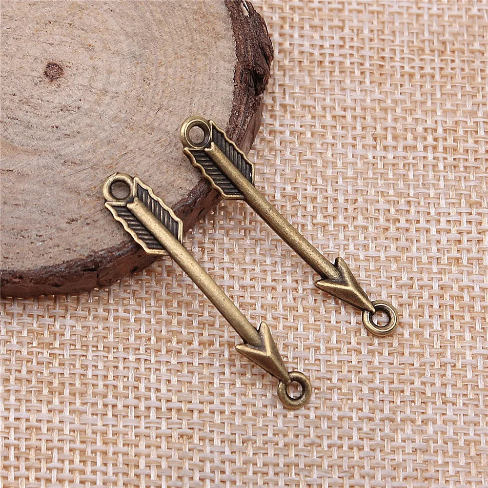 37x6mm 1.1g Multicolor Zinc Alloy Bow and Arrow Connector Charm for DIY Bracelet Necklace Making
