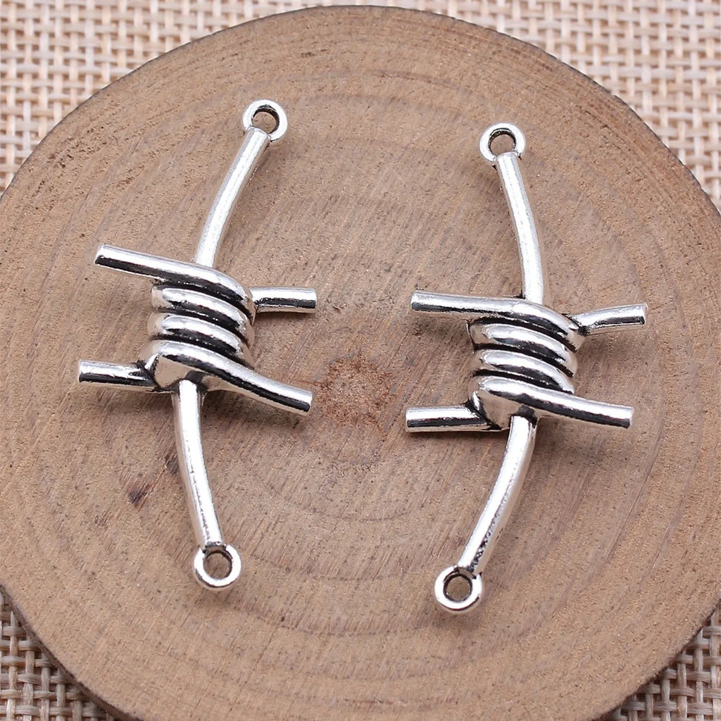 40x19mm 4.6g Antique Silver Zinc Alloy Thorn Connector Charm for DIY Bracelet and Necklace Making