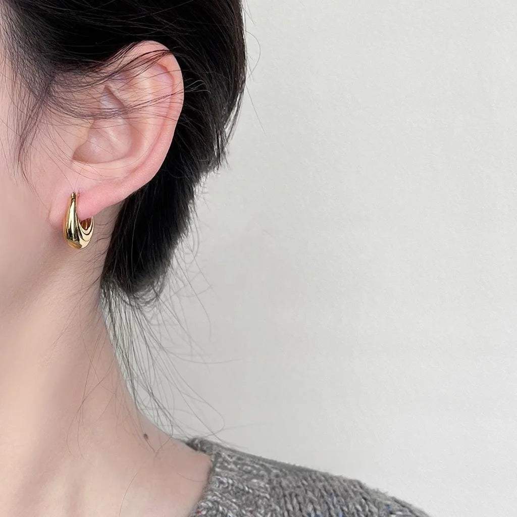 Minimalist Smooth Copper Hoop Earrings For Women Geometric Old Money Commuter Style