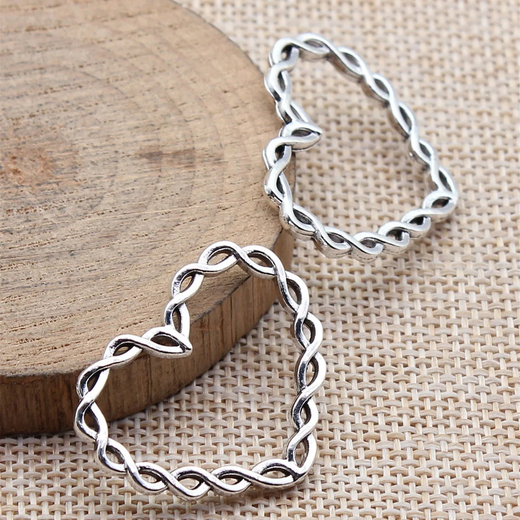 33x26mm 2.6g Multicolor Zinc Alloy Twisted Heart Charm Pendant for DIY Necklace Bracelet Making