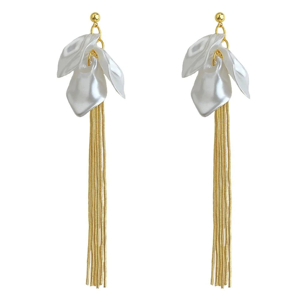 Handmade Eco-Friendly Copper Floral Tassel Drop Earrings For Women, Long Artsy Sweet Style