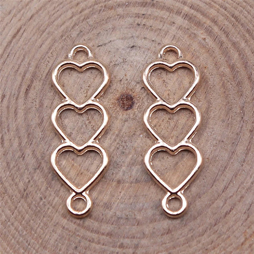 24x8mm 0.7g Multicolor Zinc Alloy Hollow Heart connector charm for DIY bracelet making