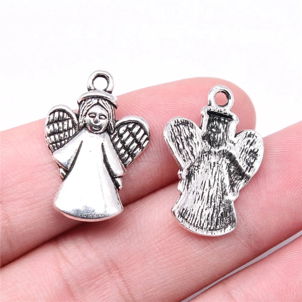 24x17mm 1.5g Antique Silver Zinc Alloy Angel Figure Charm Pendant for DIY Necklace Bracelet Making