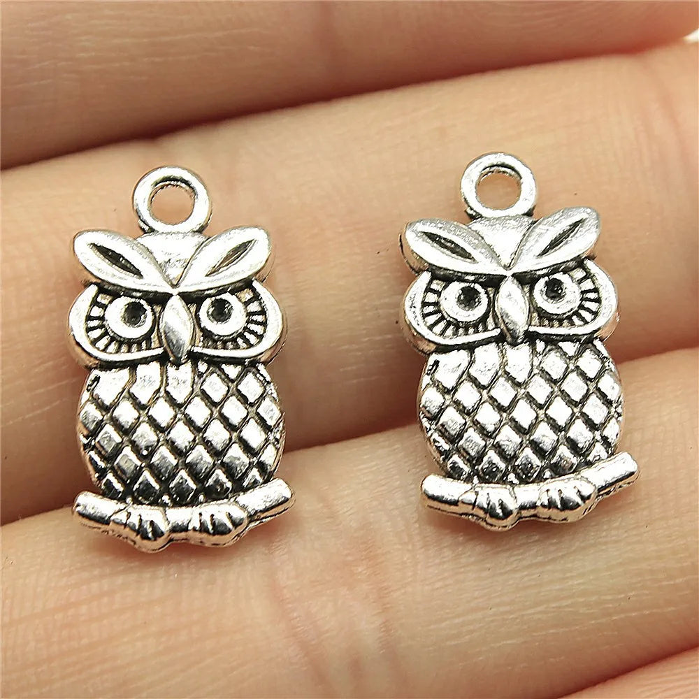 20x11mm 2.2g Antique Silver Zinc Alloy Owl Cat Charm Pendant for DIY Vintage Jewelry Making