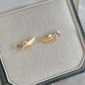 Geometric Boat Stud Earrings With Aquamarine Zircon, Copper Silver Plated High End Creative Jewelry
