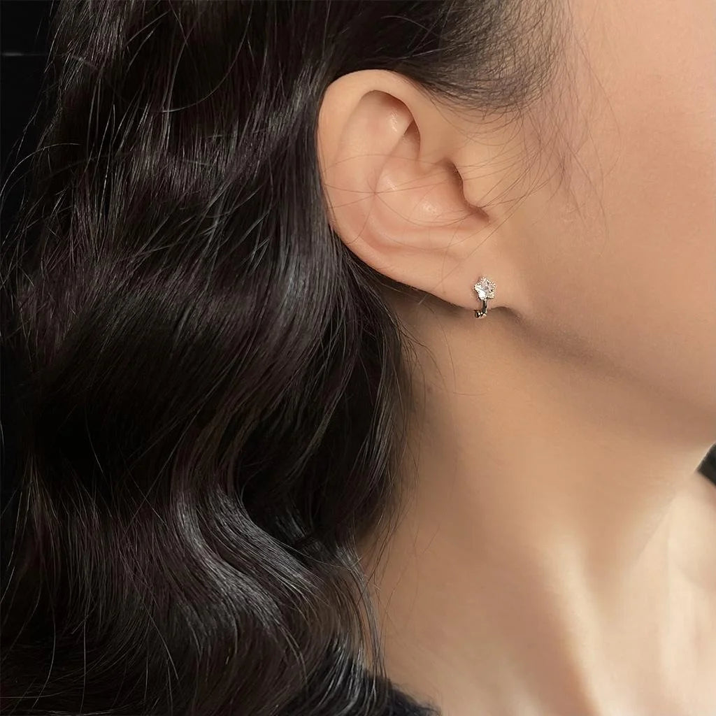 Minimalist Copper Star Zircon Stud Earrings For Women Sweet Cool Commuter Jewelry
