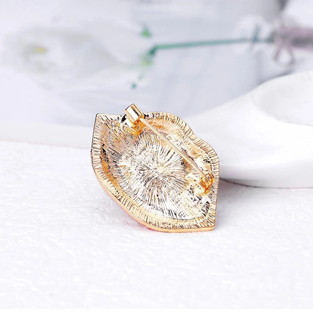 Sexy Red Lips Enamel Alloy Brooch, Elegant Bite Lip Lapel Pin For Women's Blazer Suit Accessory Gift